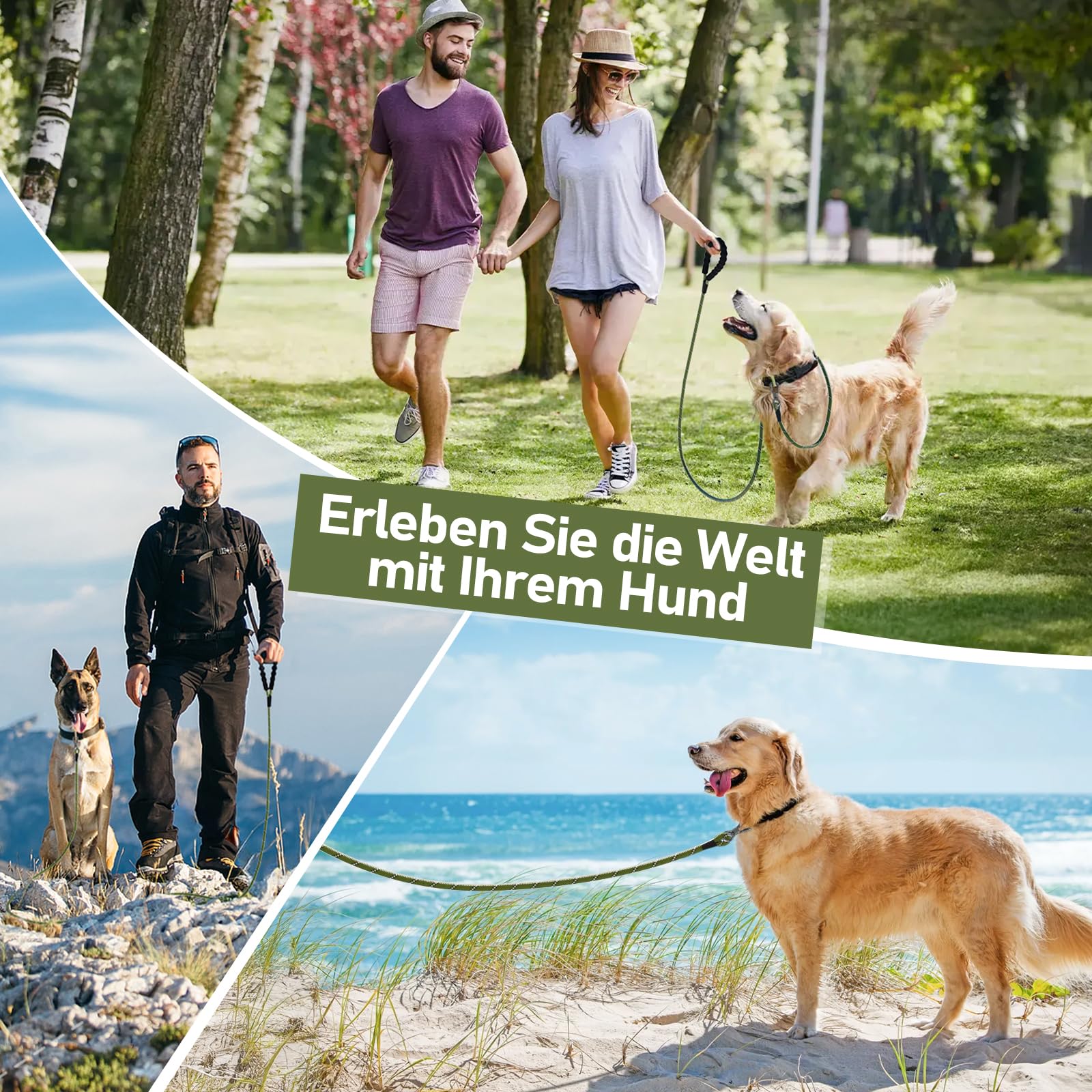 X XBEN Dog Training Lead, 1.5 m, 3 m, 5 m, 6 m, 10 m, 15 m, 20 m, 25 m, 30 m, Long Dog Leash with Lockable Hook, Training Leash for Large and Small Dogs, Reflective and Durable