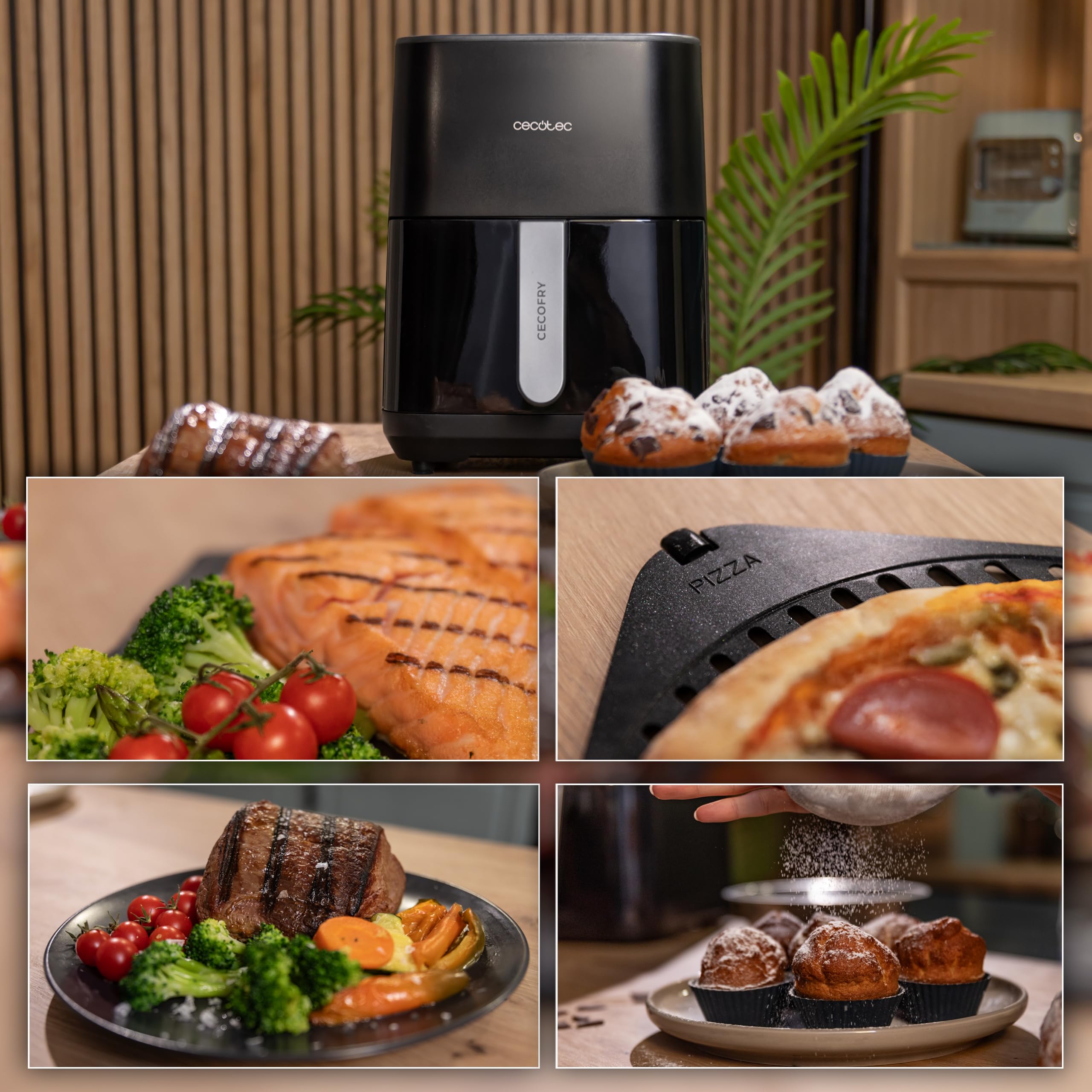Cecotec Air Fryer 8L with Double Grill, Air Fryer, Cecofry&Grill Duoheat 8000. 2200W, Perfect Golden and Grill Flavor in Meat, Temperature between 80-200°C, 8 Menus and Window