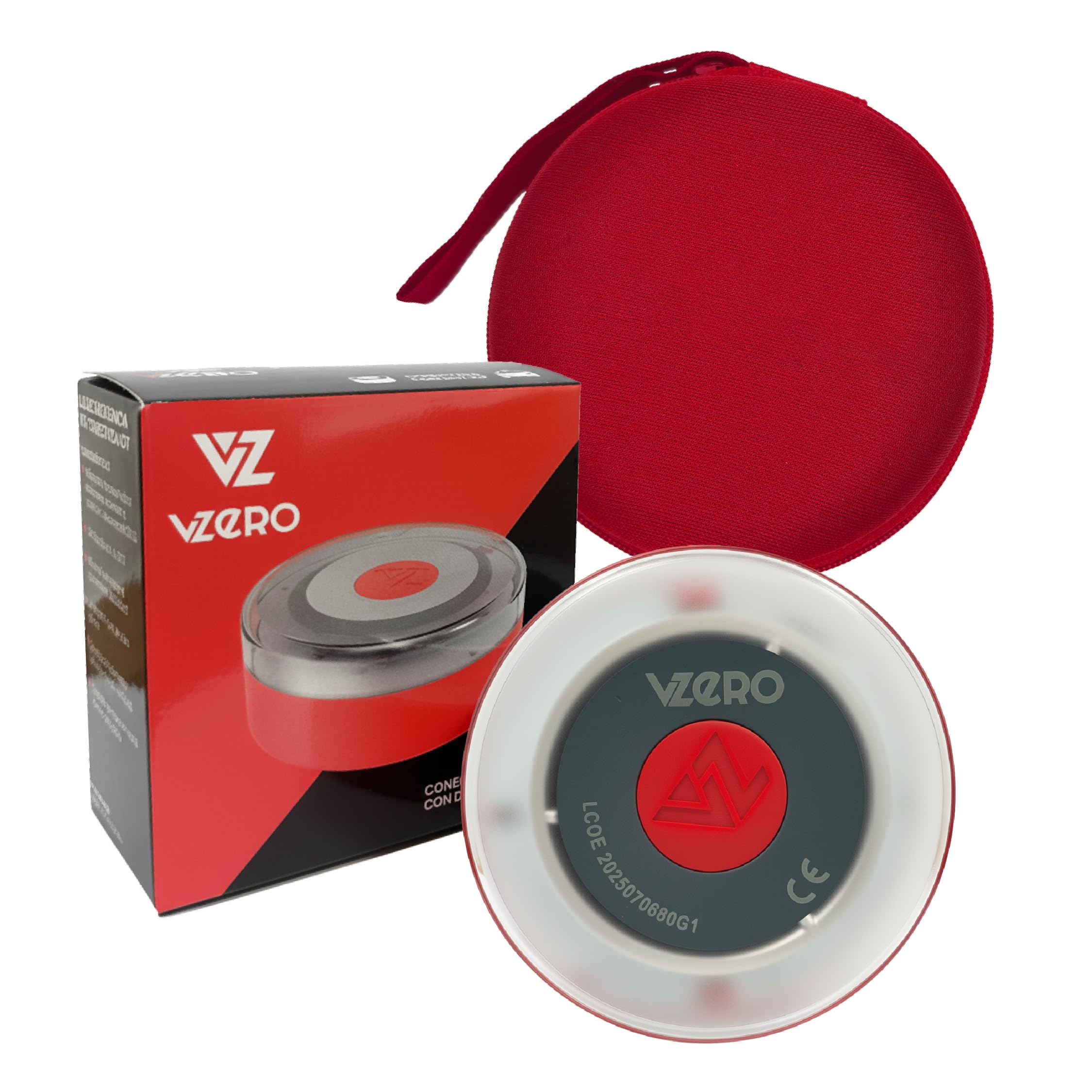 VZero V16 Emergency Light with Geolocation + Case, Certified Signal Connected with DGT 3.0, Suitable for 2026, Car Beacon with eSIM Included, High Power and Eye Protect System