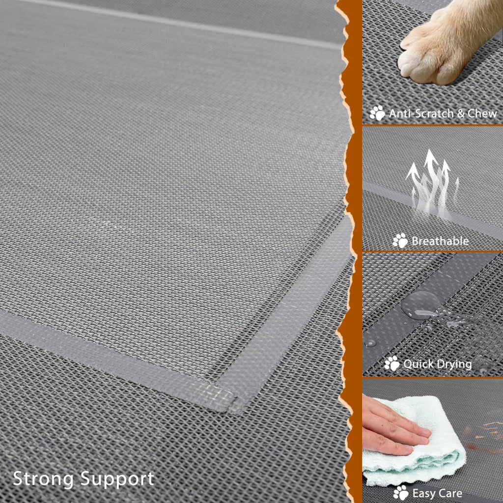 Nobleza Washable Raised Dog Bed, Cooling and Breathable for Outdoor and Indoor, Robust, Grey, L, 124 x 90 x 20 cm