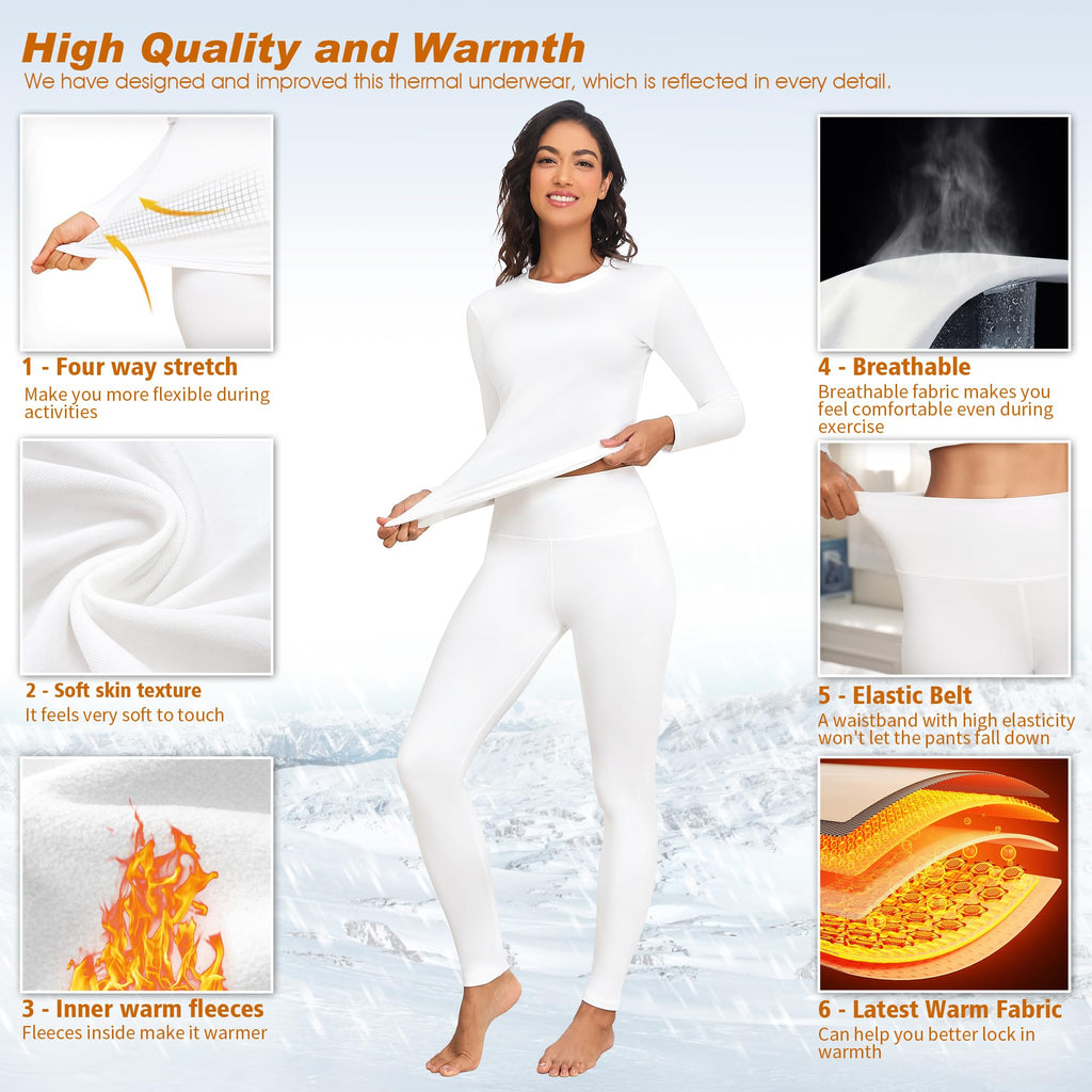 Thermal Shirt Women Winter Set Thermal Long Sleeve Clothes for Extreme Cold T-shirts Tights Pants Leggings Thermal Clothing Snow Black White