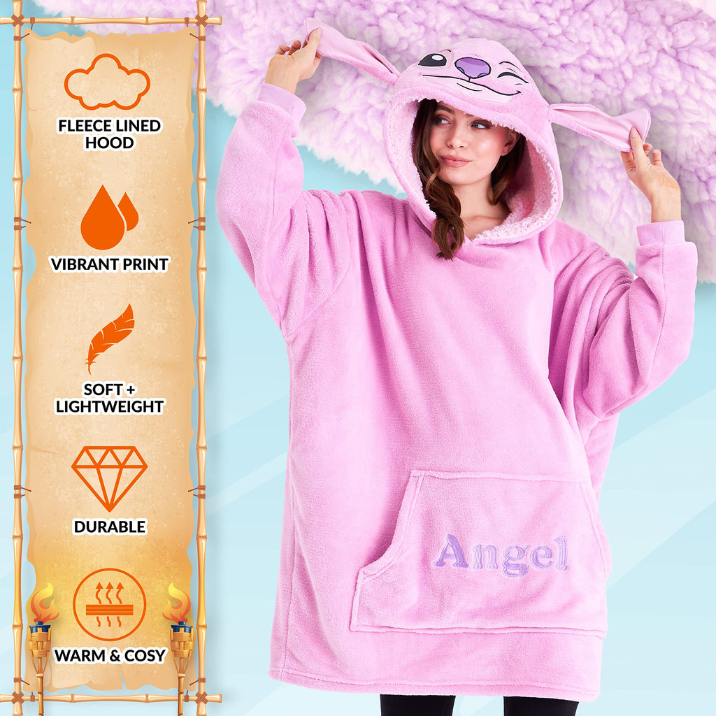 Disney Stitch Sudadera Mujer - Sudadera Manta con Capucha de Forro Polar, Talla Única, Oversize - Regalos para Mujer