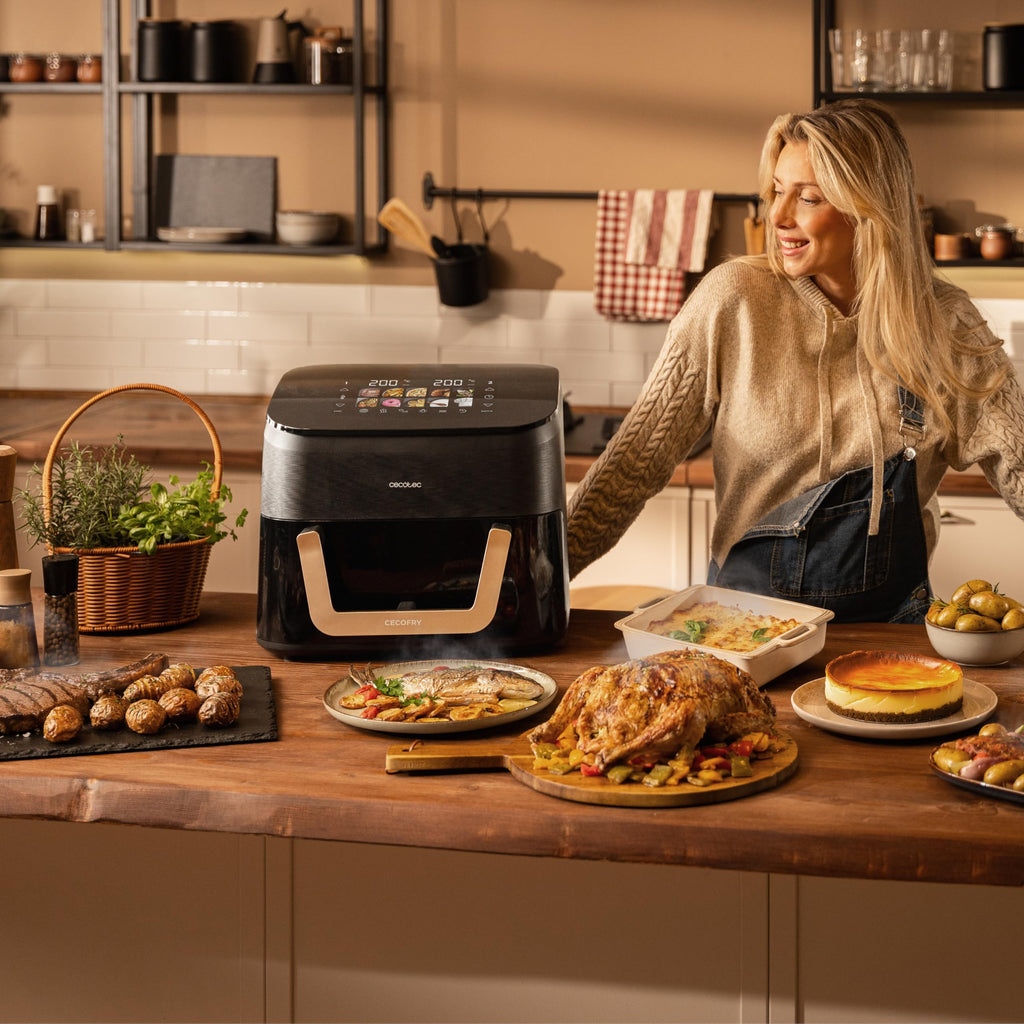 Cecotec Air Fryer 8L with Double Grill, Air Fryer, Cecofry&Grill Duoheat 8000. 2200W, Perfect Golden and Grill Flavor in Meat, Temperature between 80-200°C, 8 Menus and Window