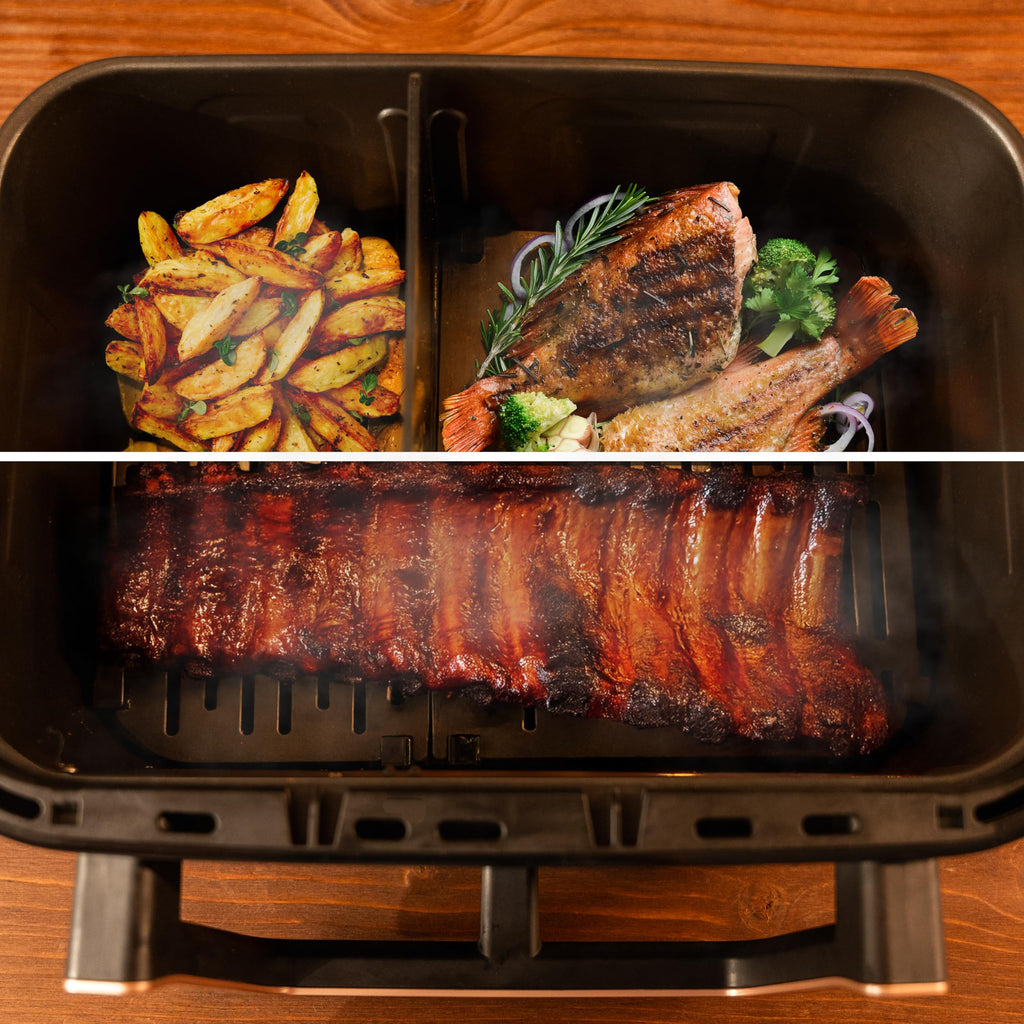 Cecotec Air Fryer 8L with Double Grill, Air Fryer, Cecofry&Grill Duoheat 8000. 2200W, Perfect Golden and Grill Flavor in Meat, Temperature between 80-200°C, 8 Menus and Window