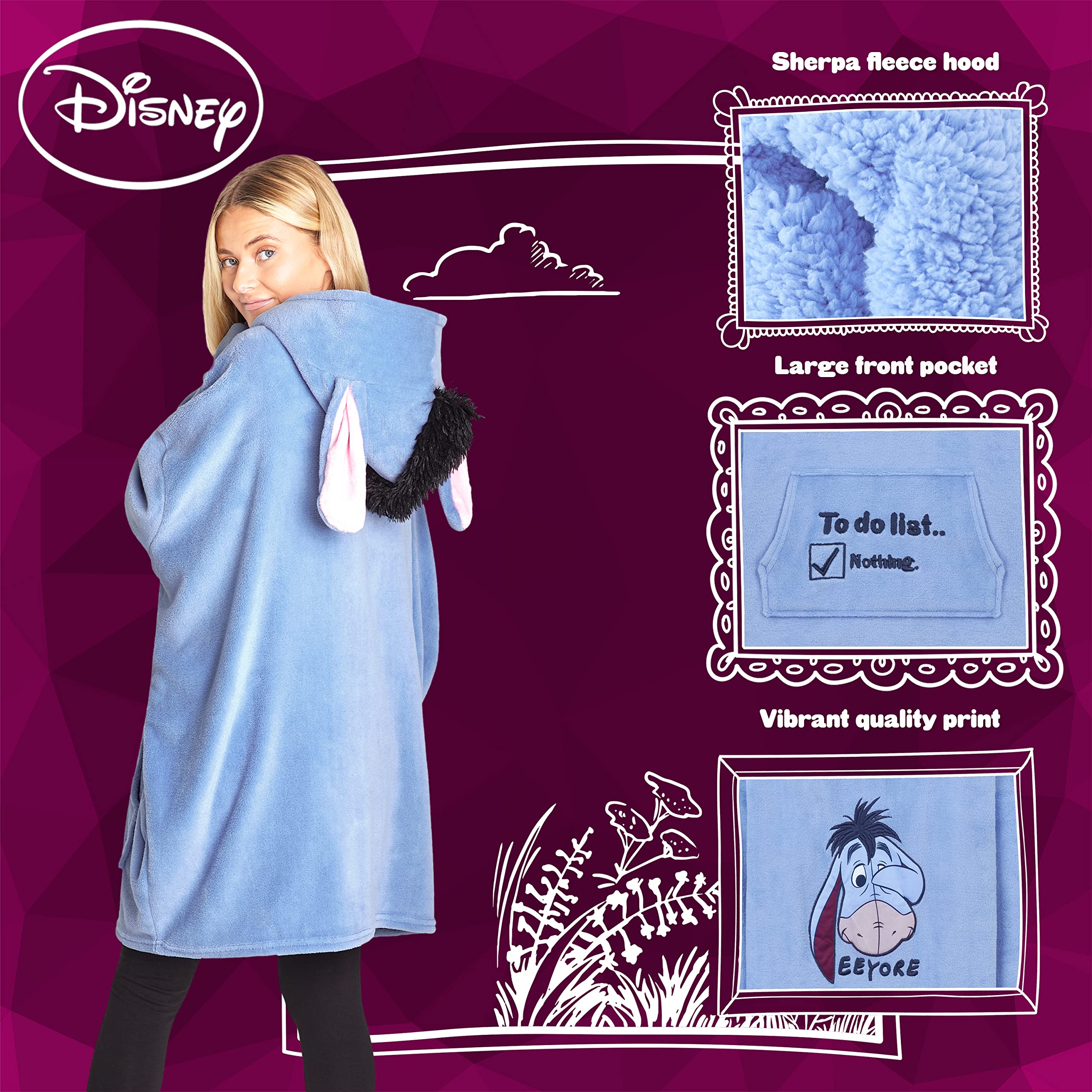 Disney Stitch Sudadera Mujer - Sudadera Manta con Capucha de Forro Polar, Talla Única, Oversize - Regalos para Mujer