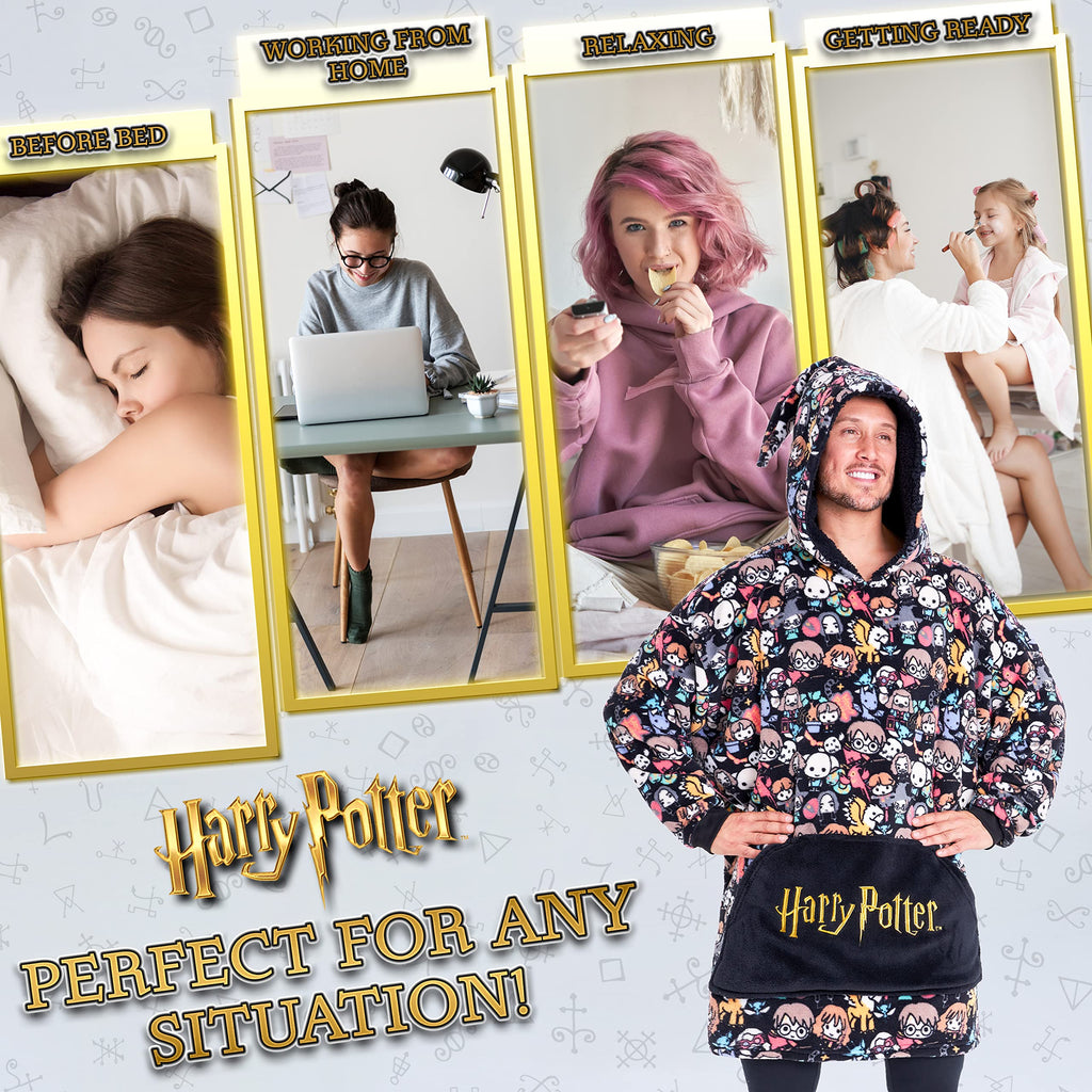 Harry Potter Women's Sweatshirt, Fleece Blanket Robe, Women's Oversized Sweatshirt with Fleece Hood, Original Gifts for Women