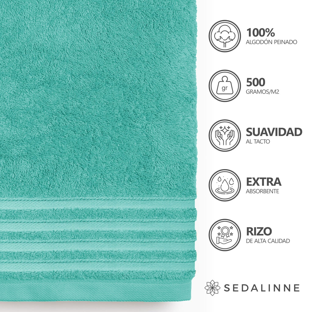 500 g Plain Full Bath Towel Set – Large and Small Terry Towels, 100% Cotton – Pack (2 Washbasin + 2 Shower) – High Absorption – Cotton Towel – Grass