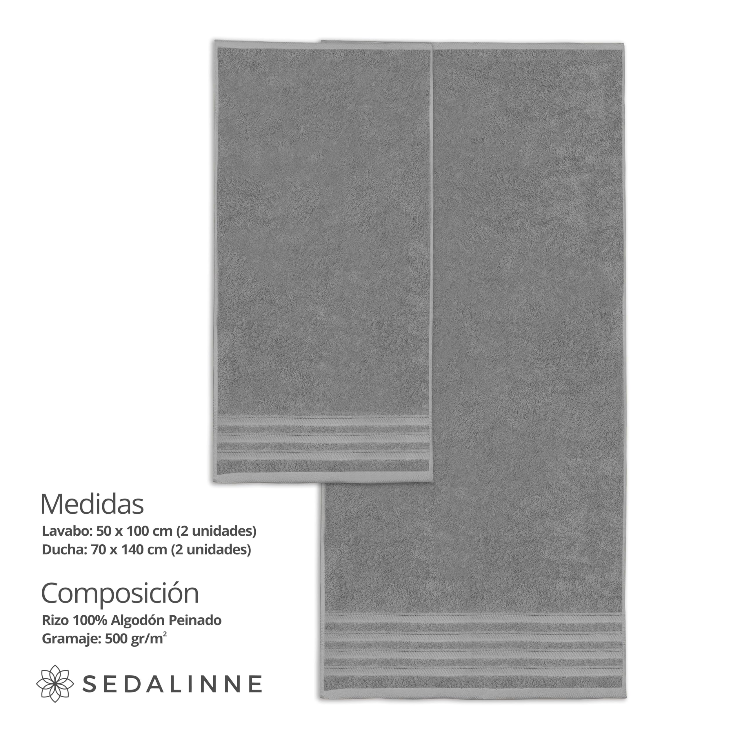 500 g Plain Full Bath Towel Set – Large and Small Terry Towels, 100% Cotton – Pack (2 Washbasin + 2 Shower) – High Absorption – Cotton Towel – Grass