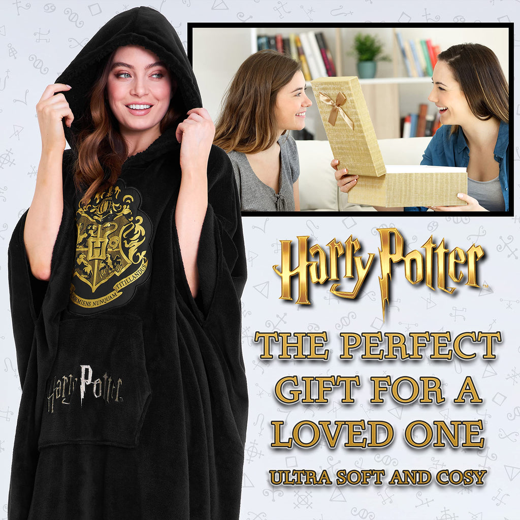 Harry Potter Women's Sweatshirt, Fleece Blanket Robe, Women's Oversized Sweatshirt with Fleece Hood, Original Gifts for Women