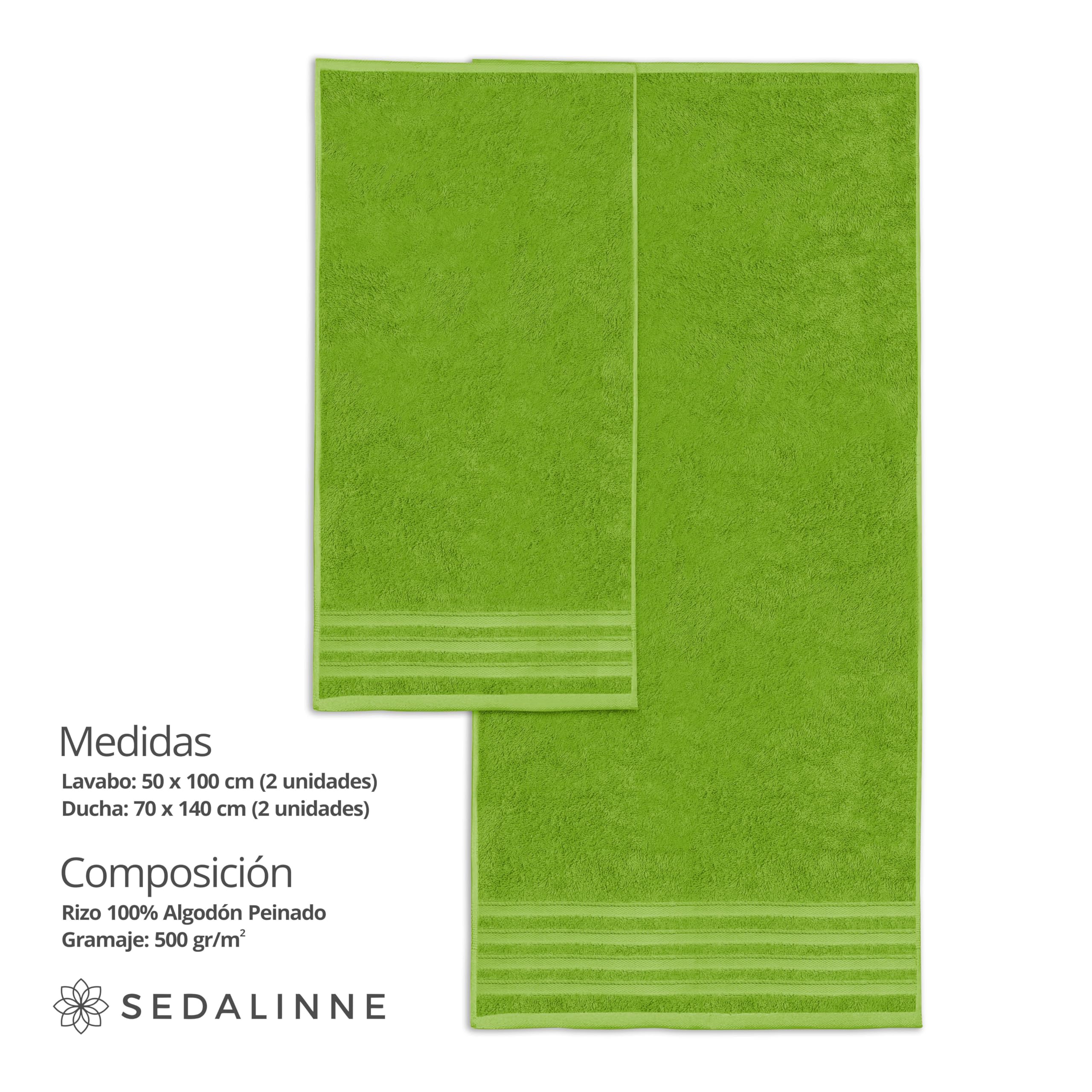 500 g Plain Full Bath Towel Set – Large and Small Terry Towels, 100% Cotton – Pack (2 Washbasin + 2 Shower) – High Absorption – Cotton Towel – Grass