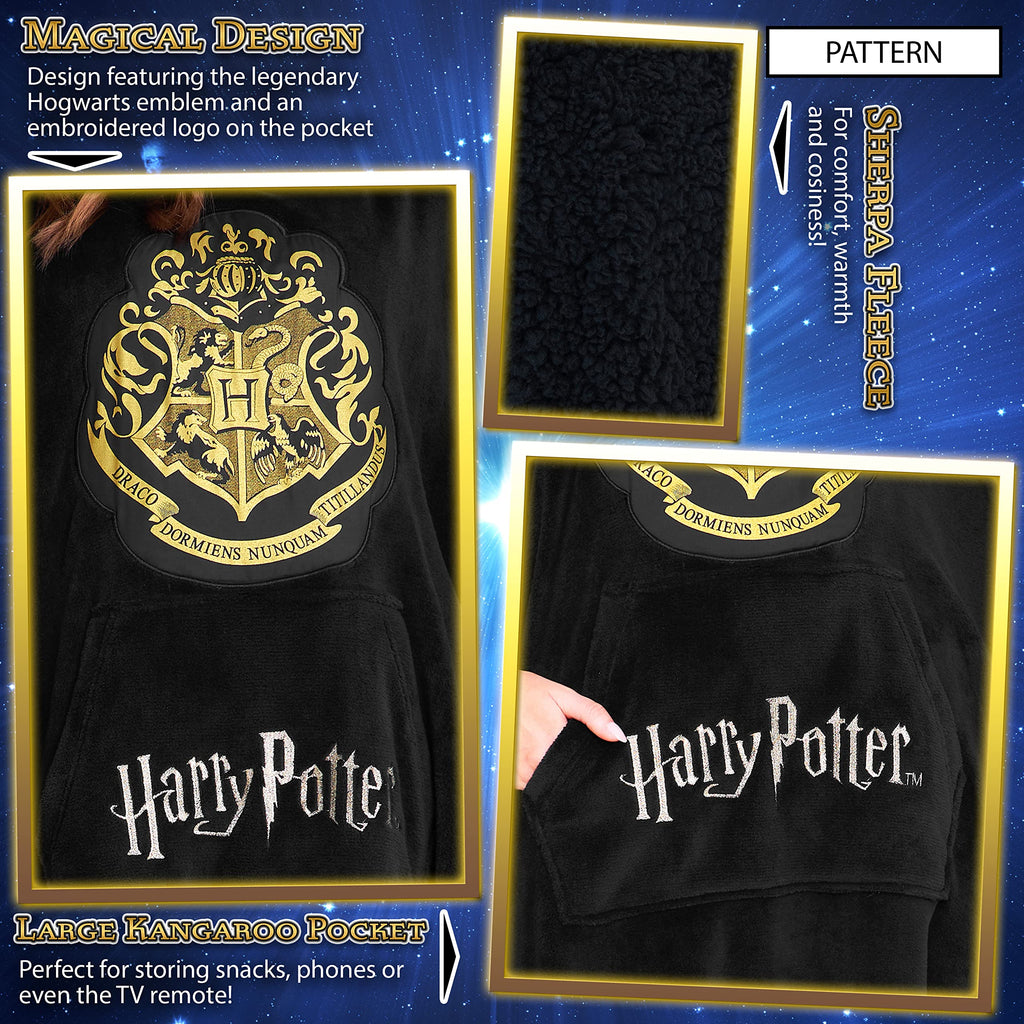 Harry Potter Women's Sweatshirt, Fleece Blanket Robe, Women's Oversized Sweatshirt with Fleece Hood, Original Gifts for Women