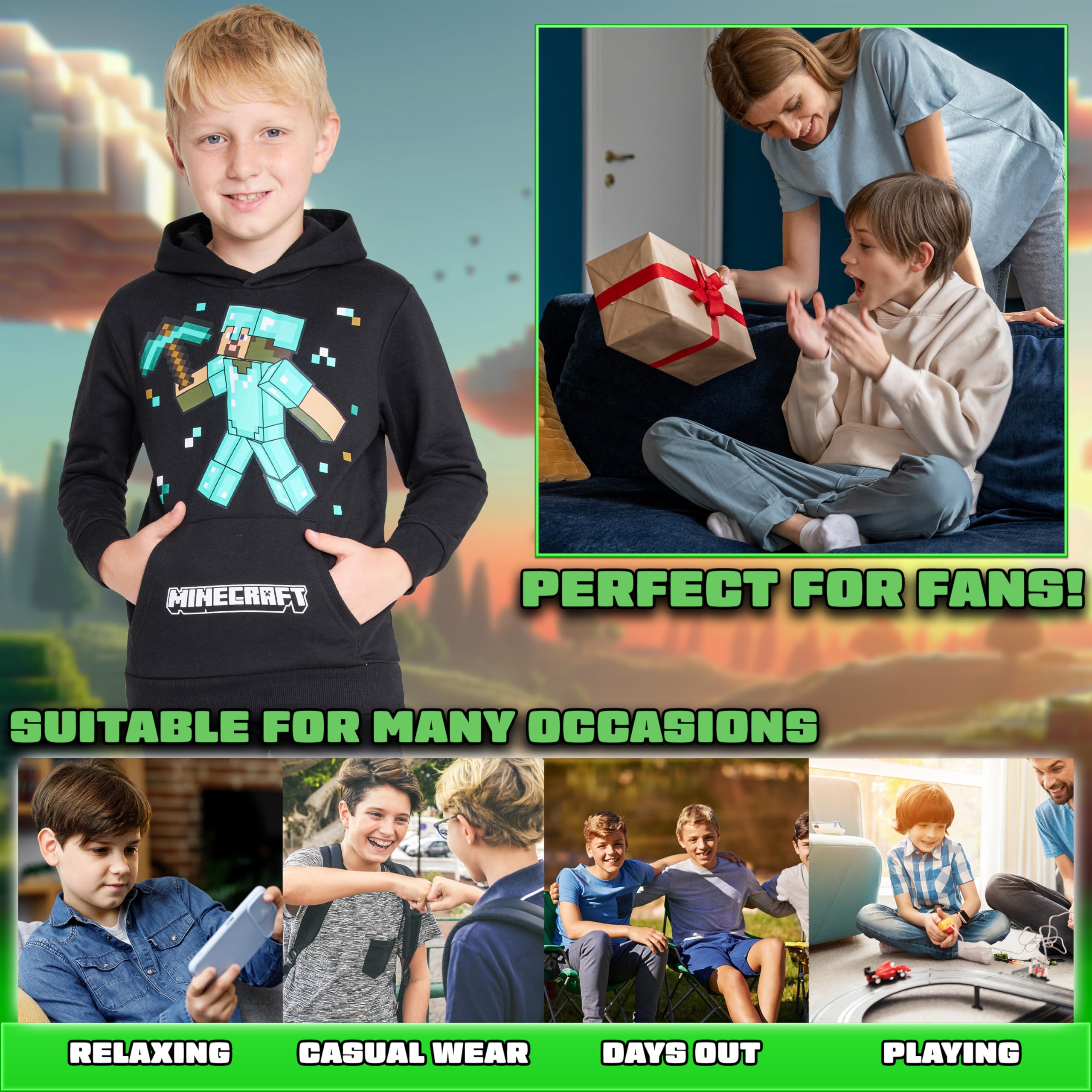 Minecraft Boys Tracksuit Set - Hoodie and Pants Boys