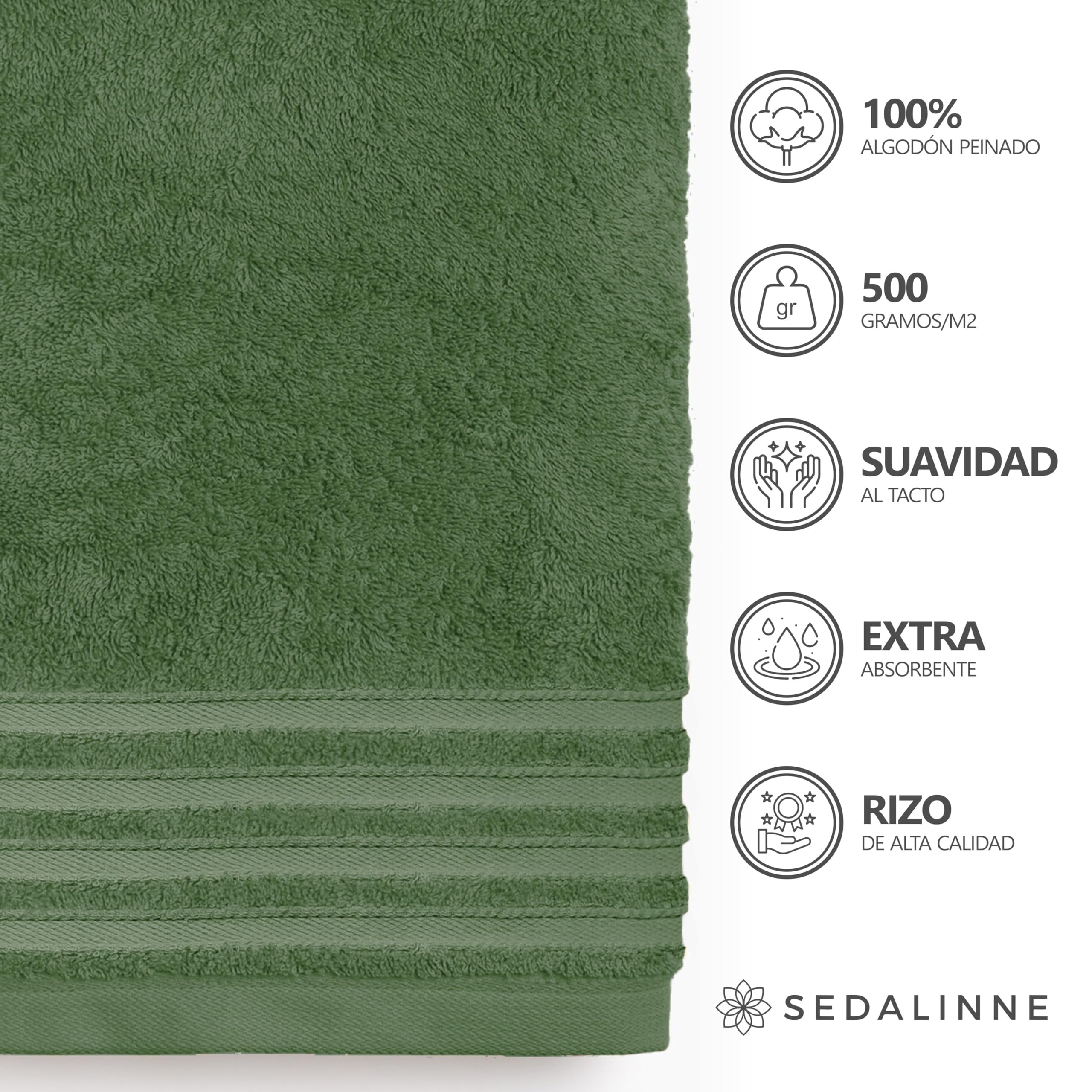 500 g Plain Full Bath Towel Set – Large and Small Terry Towels, 100% Cotton – Pack (2 Washbasin + 2 Shower) – High Absorption – Cotton Towel – Grass