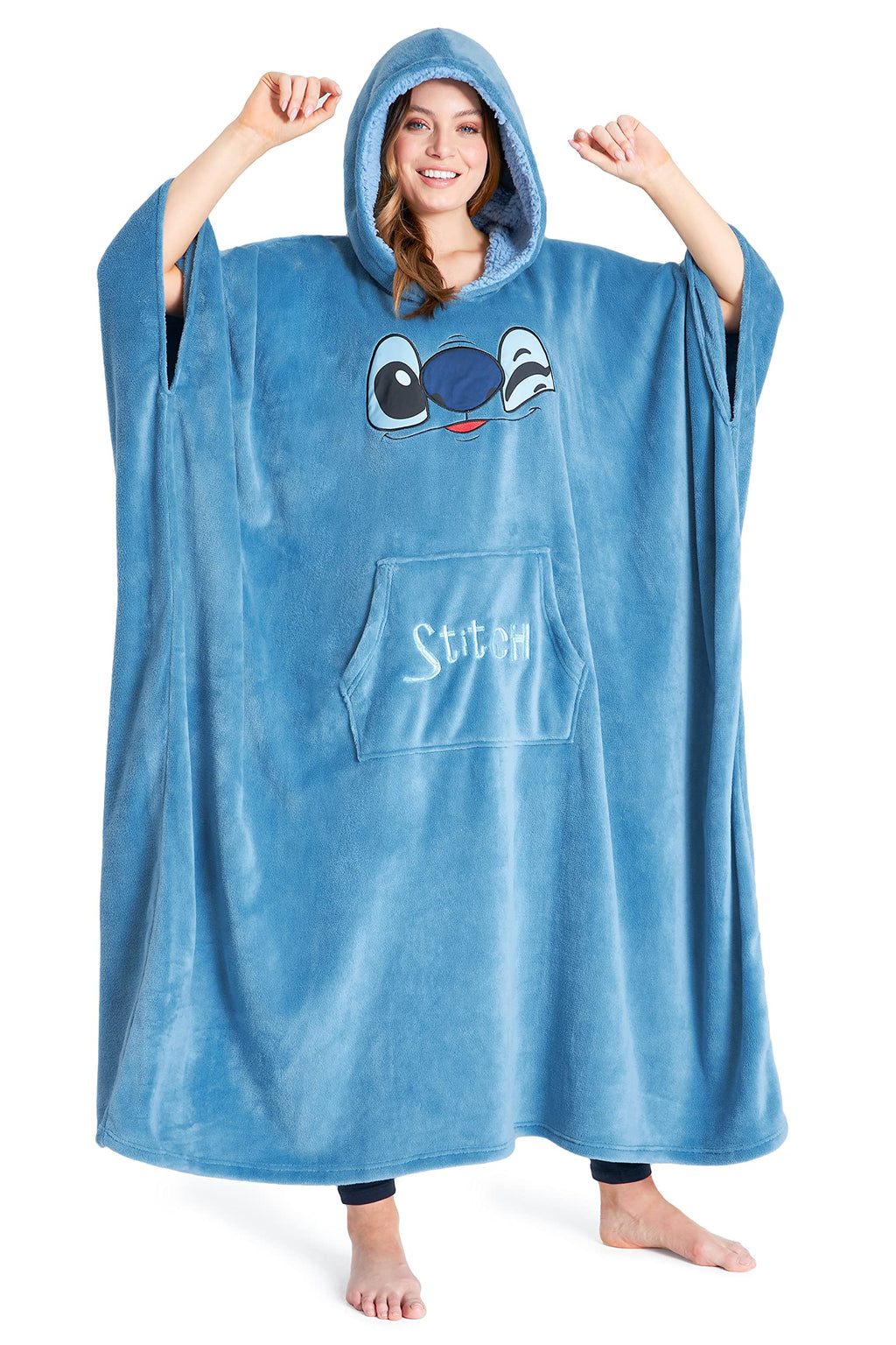 Disney Stitch Sudadera Mujer - Sudadera Manta con Capucha de Forro Polar, Talla Única, Oversize - Regalos para Mujer