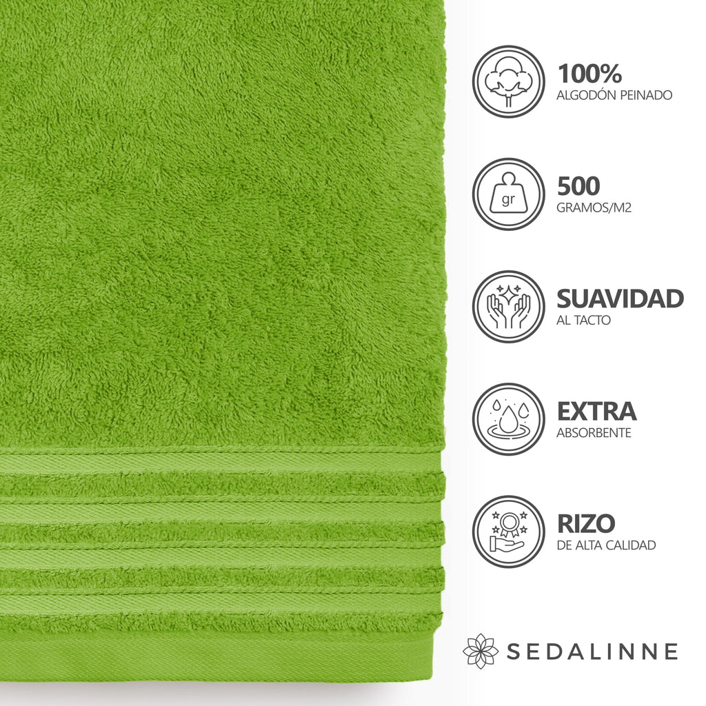 500 g Plain Full Bath Towel Set – Large and Small Terry Towels, 100% Cotton – Pack (2 Washbasin + 2 Shower) – High Absorption – Cotton Towel – Grass