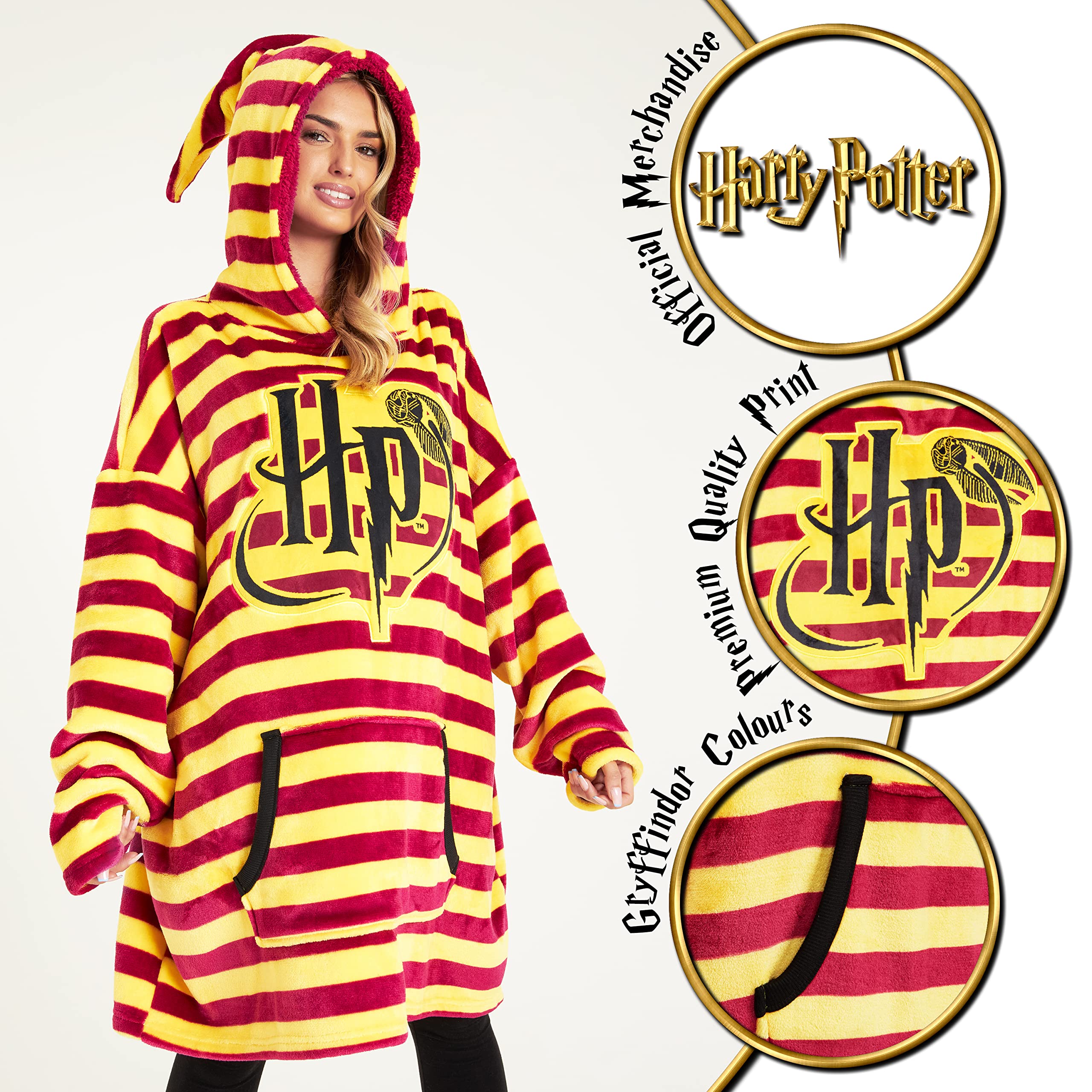 Harry Potter Women's Sweatshirt, Fleece Blanket Robe, Women's Oversized Sweatshirt with Fleece Hood, Original Gifts for Women