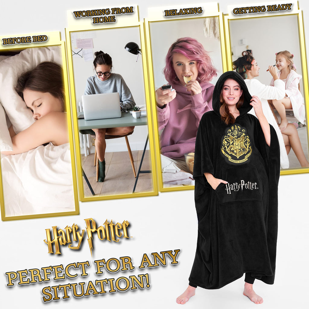 Harry Potter Women's Sweatshirt, Fleece Blanket Robe, Women's Oversized Sweatshirt with Fleece Hood, Original Gifts for Women