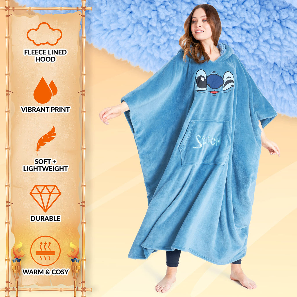 Disney Stitch Sudadera Mujer - Sudadera Manta con Capucha de Forro Polar, Talla Única, Oversize - Regalos para Mujer