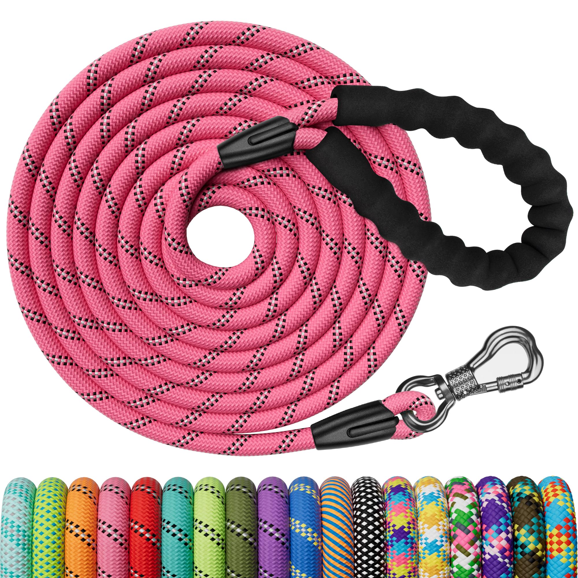 X XBEN Dog Training Lead, 1.5 m, 3 m, 5 m, 6 m, 10 m, 15 m, 20 m, 25 m, 30 m, Long Dog Leash with Lockable Hook, Training Leash for Large and Small Dogs, Reflective and Durable