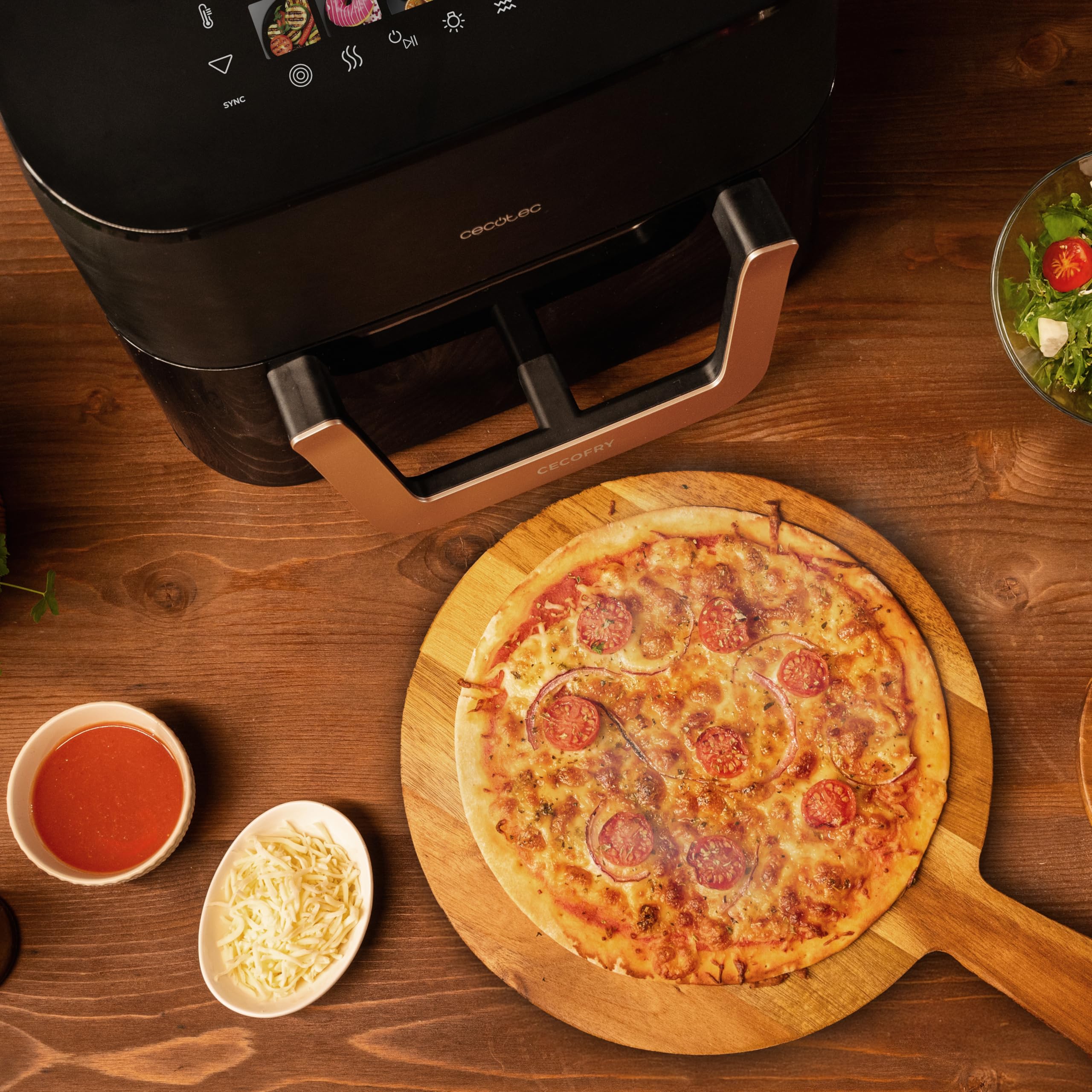 Cecotec Air Fryer 8L with Double Grill, Air Fryer, Cecofry&Grill Duoheat 8000. 2200W, Perfect Golden and Grill Flavor in Meat, Temperature between 80-200°C, 8 Menus and Window