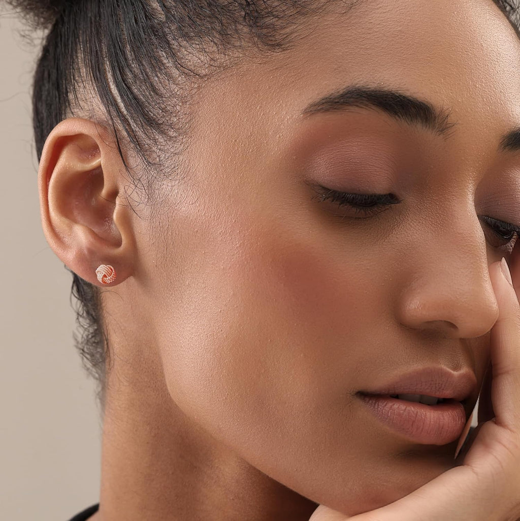 LeCalla Italian Silver Jewelry Stud Earring Twisted Design Wire Love Knot for Women