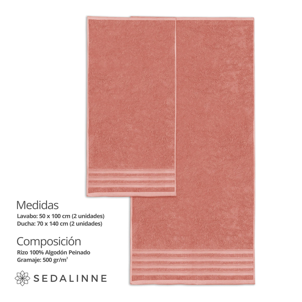 500 g Plain Full Bath Towel Set – Large and Small Terry Towels, 100% Cotton – Pack (2 Washbasin + 2 Shower) – High Absorption – Cotton Towel – Grass