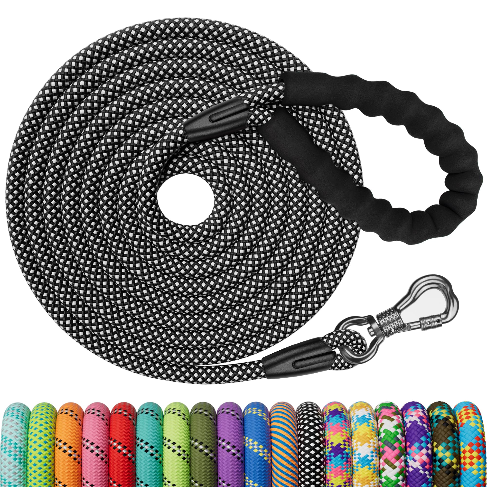 X XBEN Dog Training Lead, 1.5 m, 3 m, 5 m, 6 m, 10 m, 15 m, 20 m, 25 m, 30 m, Long Dog Leash with Lockable Hook, Training Leash for Large and Small Dogs, Reflective and Durable