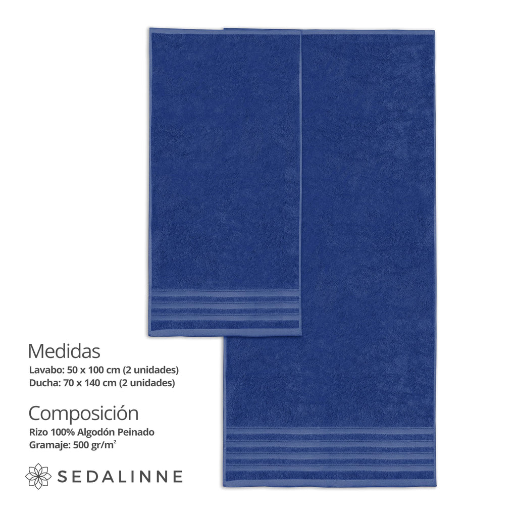 500 g Plain Full Bath Towel Set – Large and Small Terry Towels, 100% Cotton – Pack (2 Washbasin + 2 Shower) – High Absorption – Cotton Towel – Grass